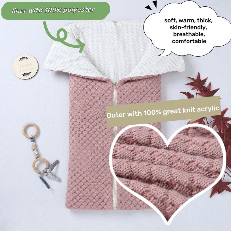LLmoway Newborn Swaddle Blanket Warm Soft Stretchy Receiving Wrap Baby Infant Winter Sleeping Essentials 0-12Months Rose Red - Image 2